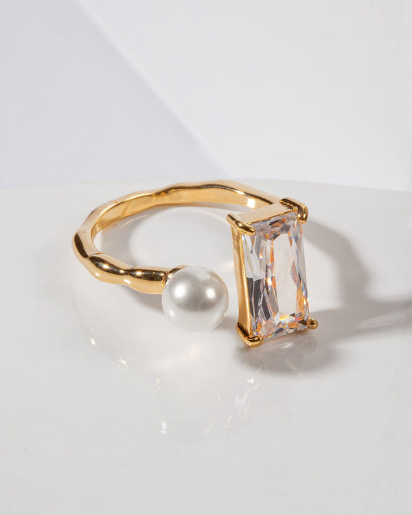 Colette by Colette Hayman Crystal And Pearl Detail Ring