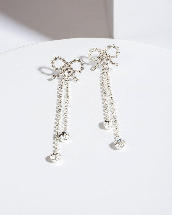 Colette by Colette Hayman Crystal Bow Double Row Drop Earrings