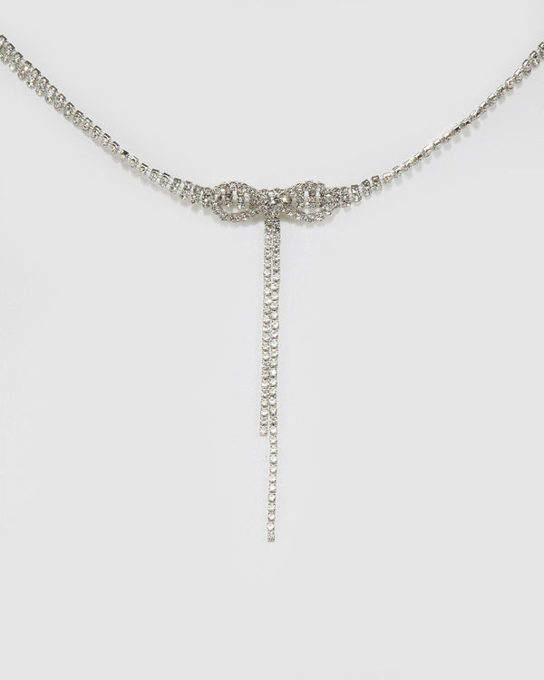 Colette by Colette Hayman Crystal Bow Rhodium Choker Necklace