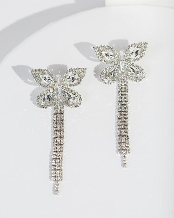 Colette by Colette Hayman Crystal Butterfly Tassel Statement Earrings