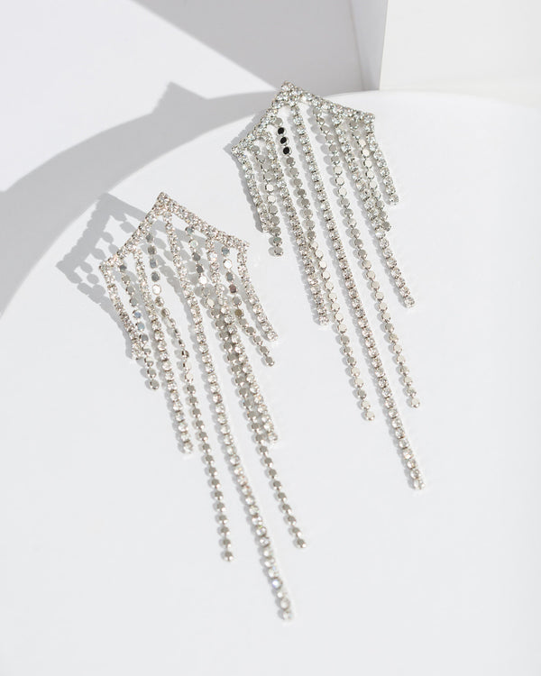 Colette by Colette Hayman Crystal Chain Tassel Earrings