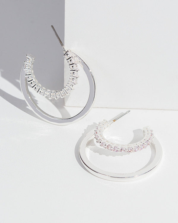 Colette by Colette Hayman Crystal Crystal Double Hoop Earrings