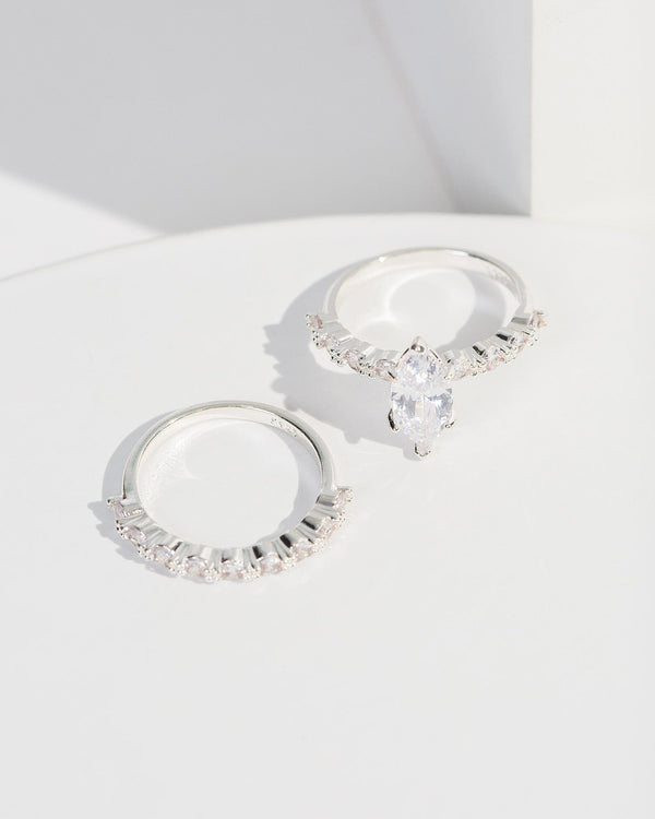 Colette by Colette Hayman Crystal Cubic Zirconia Ellipse Crystal Ring Set