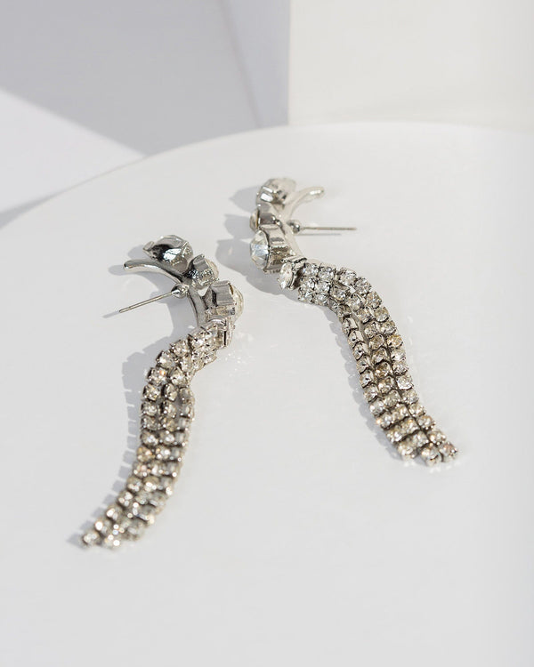 Colette by Colette Hayman Crystal Curved Tassel Earrings