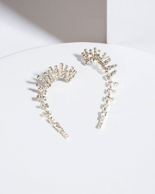 Colette by Colette Hayman Crystal Curved Tiered Drop Earrings