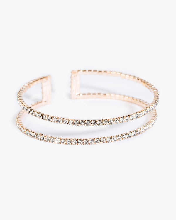 Colette by Colette Hayman Crystal Fine 2 Band Cuff Bracelet