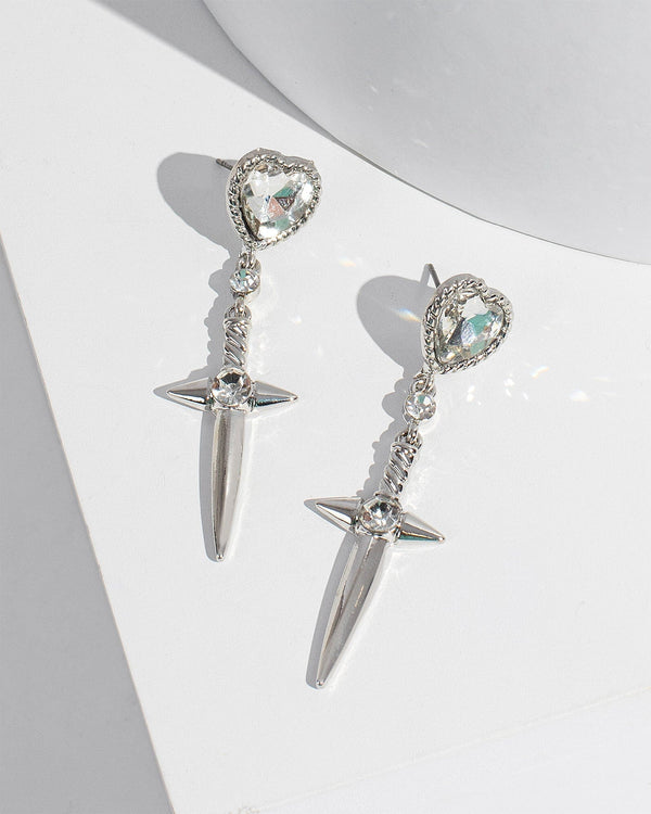 Colette by Colette Hayman Crystal Heart Sword Drop Earrings
