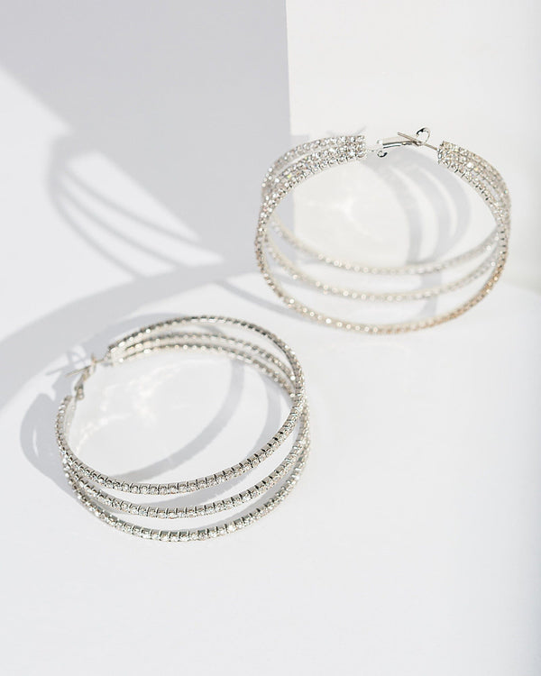 Colette by Colette Hayman Crystal Large Triple Hoop Chain Earrings