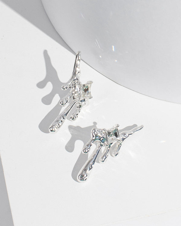 Colette by Colette Hayman Crystal Liquid Metal Drop Earrings