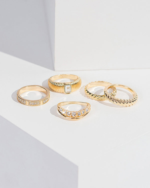 Colette by Colette Hayman Crystal Multi Pack Crystal And Twist Rings