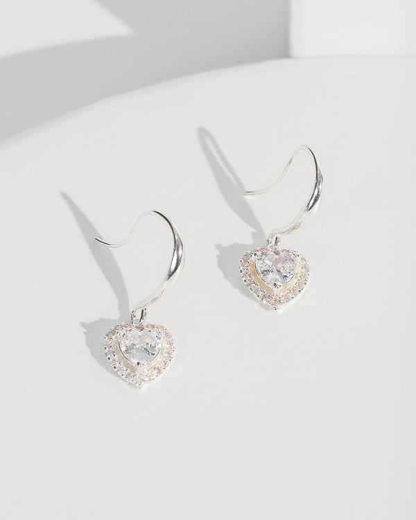 Colette by Colette Hayman Crystal Pave Heart Cubic Zirconia Hook Earrings