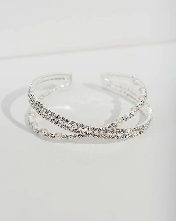 Colette by Colette Hayman Crystal Pearl Embellished Cuff Bracelet