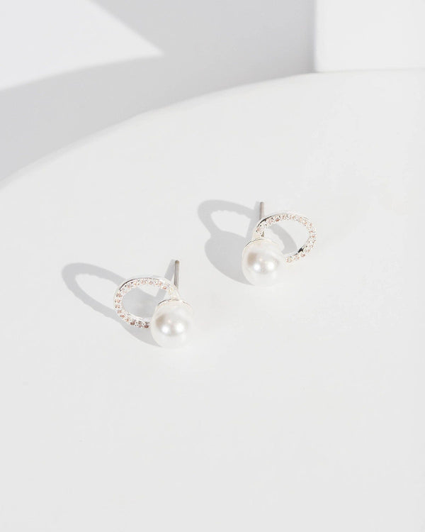Colette by Colette Hayman Crystal Pearl Halo Cubic Zirconia Stud Earrings