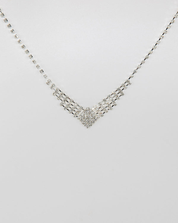 Colette by Colette Hayman Crystal Square Chain Tiered Statement Necklace