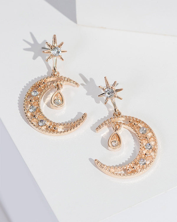 Colette by Colette Hayman Crystal Statement Moon&Star Drop Earrings