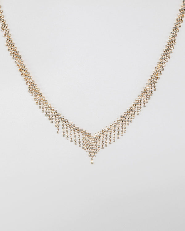 Colette by Colette Hayman Crystal Teardrop Chain Tassel Statement Necklace