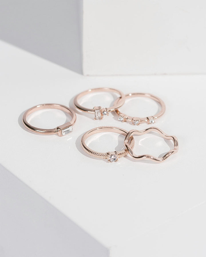 Colette by Colette Hayman Crystal Thin Wave Ring Pack