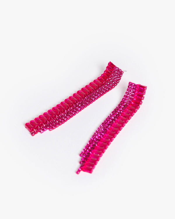 Colette by Colette Hayman Fuchsia Crystal Tassel Statement Drop Earrings