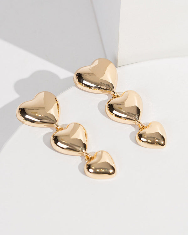 Colette by Colette Hayman Gold 3 Hearts Drop Earrings