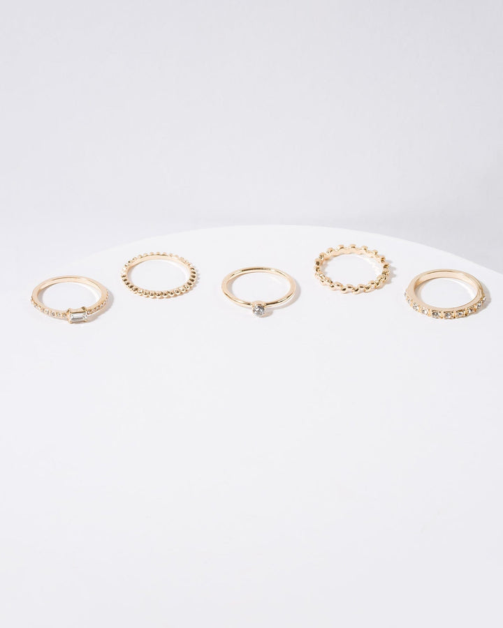 Colette by Colette Hayman Gold 5 Pack Multi Rings