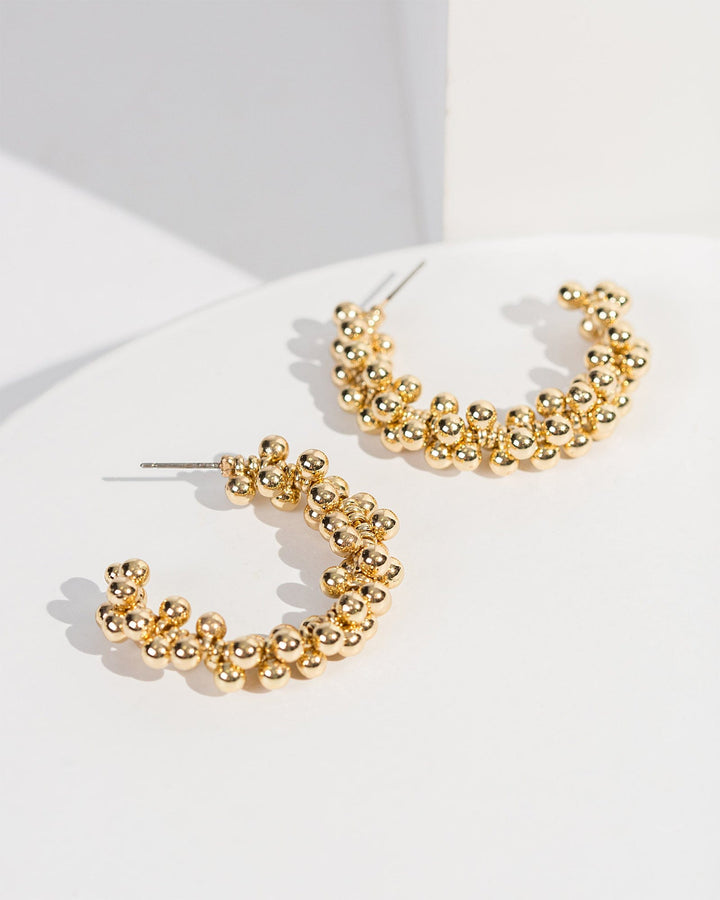 Colette by Colette Hayman Gold Beaded Metal Hoop Earrings