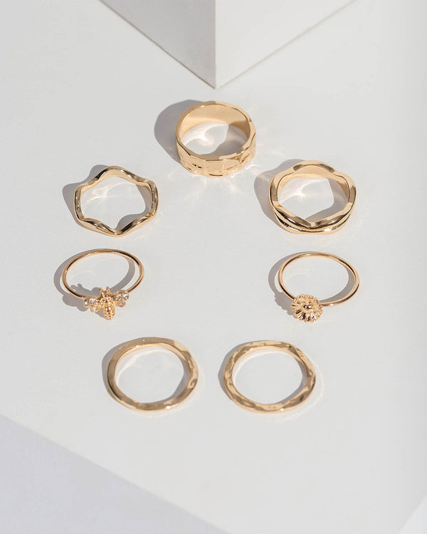 Colette by Colette Hayman Gold Bee Honeycomb Ring Pack