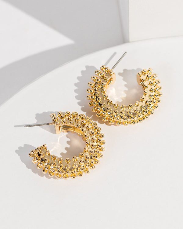 Colette by Colette Hayman Gold Bumpy Textured Hoop Earrings
