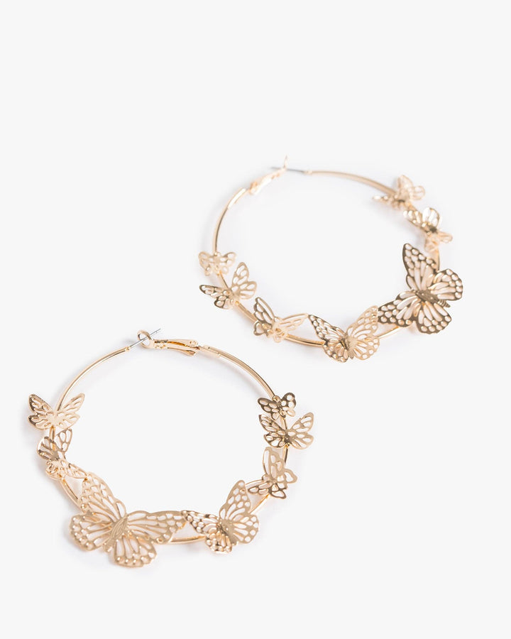 Colette by Colette Hayman Gold Butterfly Cluster Fine Hoop Earrings