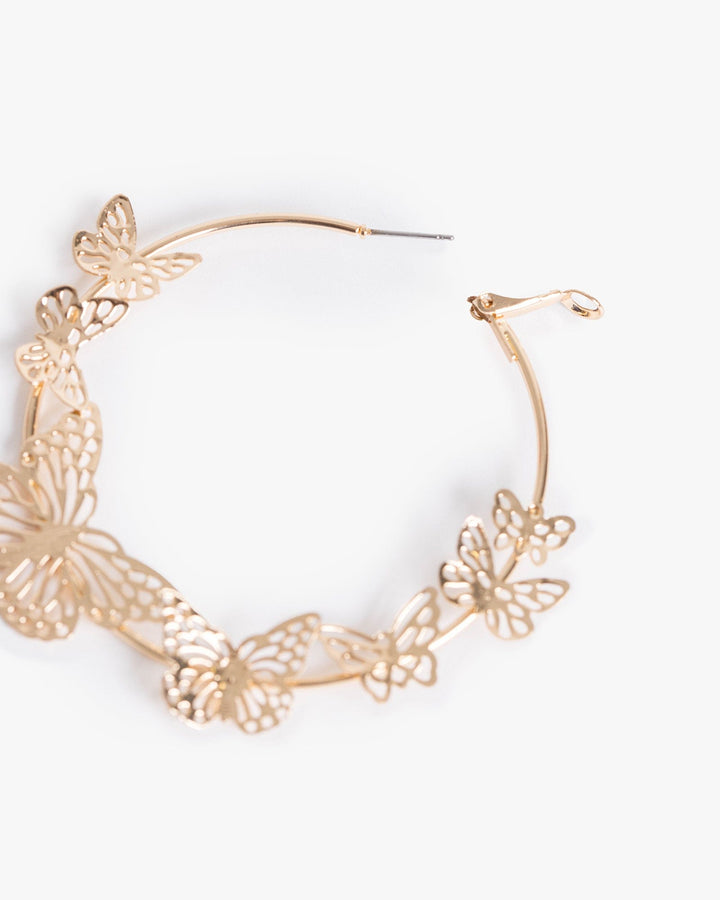 Colette by Colette Hayman Gold Butterfly Cluster Fine Hoop Earrings