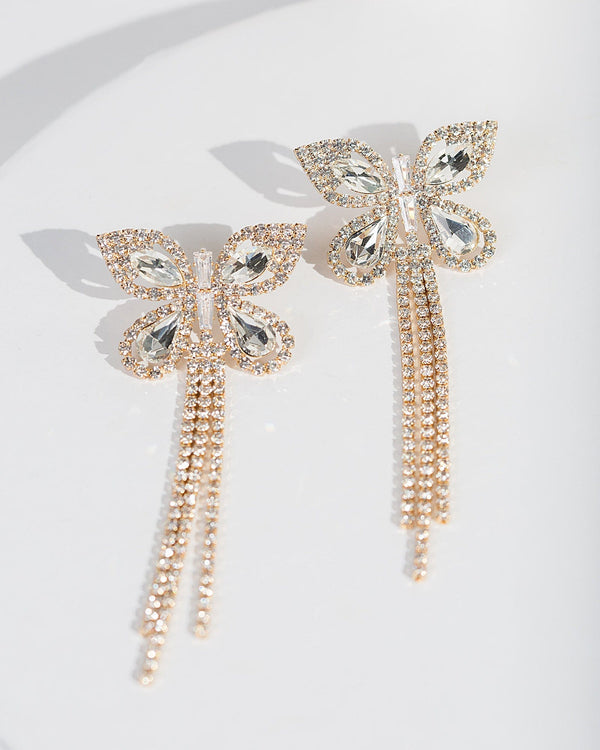 Colette by Colette Hayman Gold Butterfly Tassel Statement Earrings