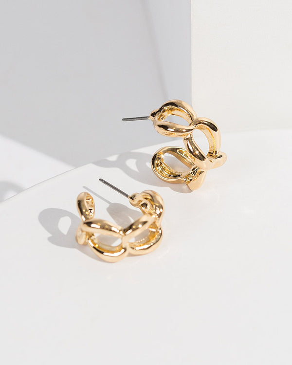 Colette by Colette Hayman Gold Chain Huggie Hoop Earrings