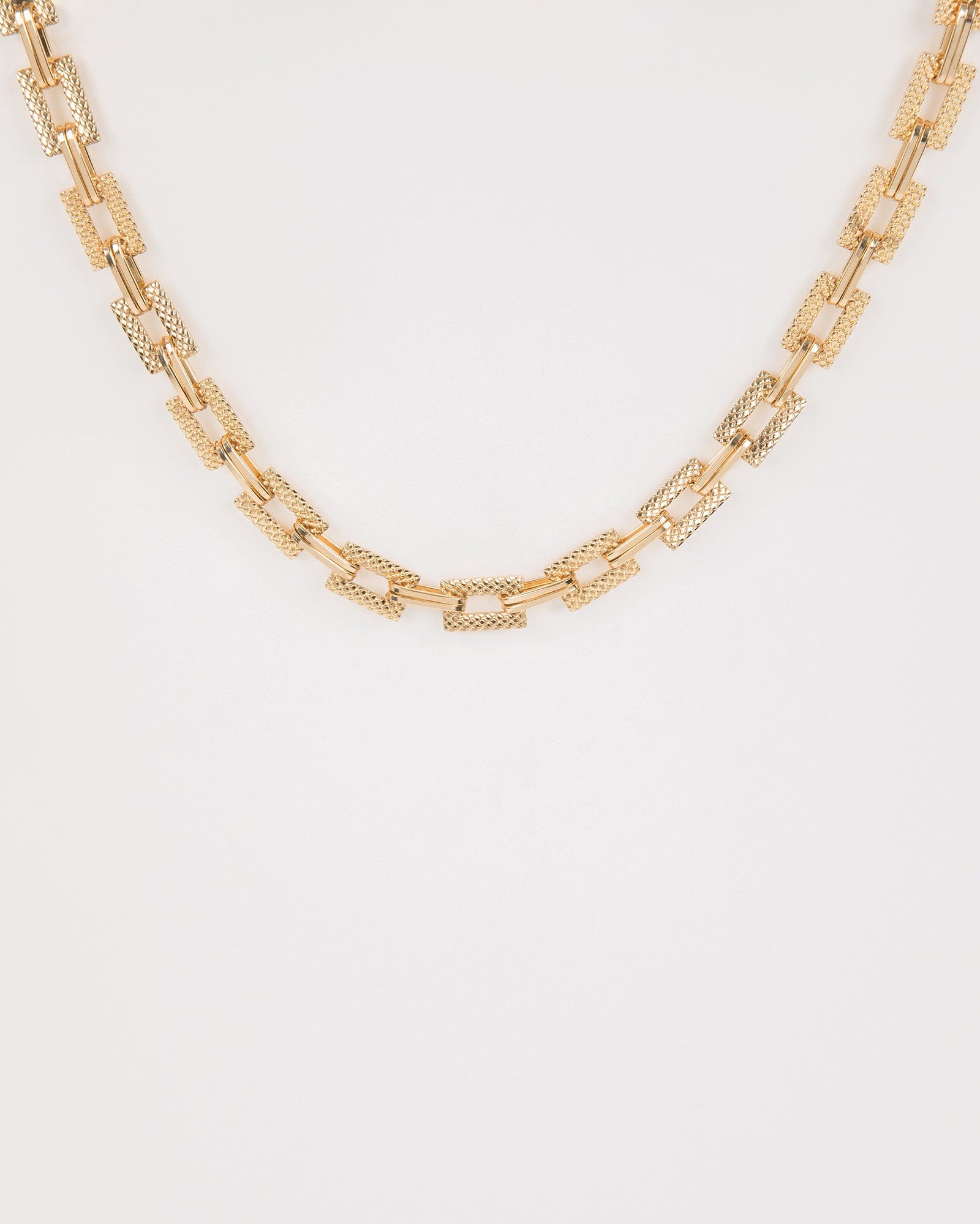 Gold Chunky Square Chain Long Necklace