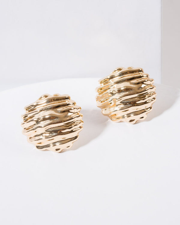 Colette by Colette Hayman Gold Chunky Textured Stud Earrings