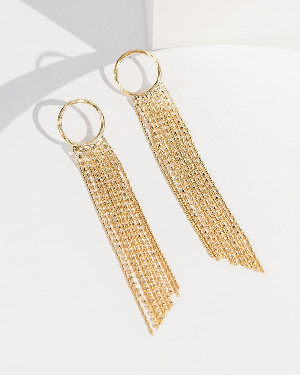 Colette by Colette Hayman Gold Circle With Chains Drop Earrings