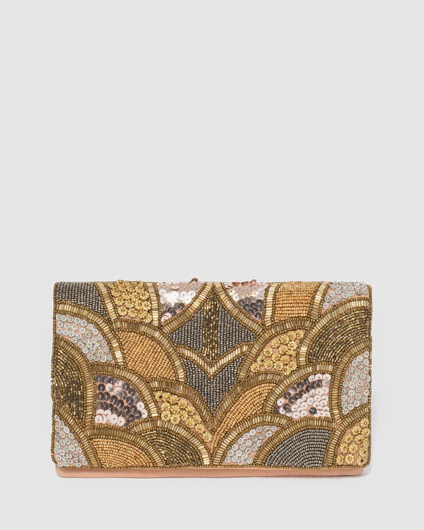 Colette by Colette Hayman Gold Claire Beaded Clutch Bag