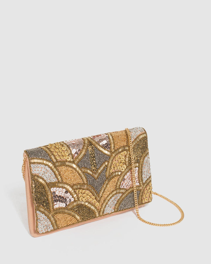 Colette by Colette Hayman Gold Claire Beaded Clutch Bag