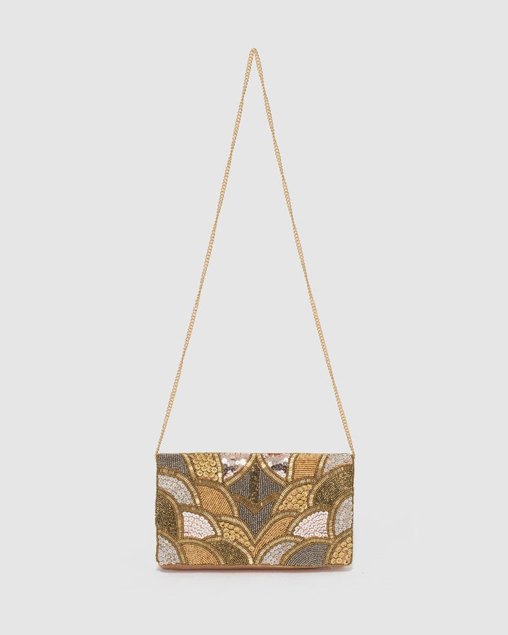 Colette by Colette Hayman Gold Claire Beaded Clutch Bag