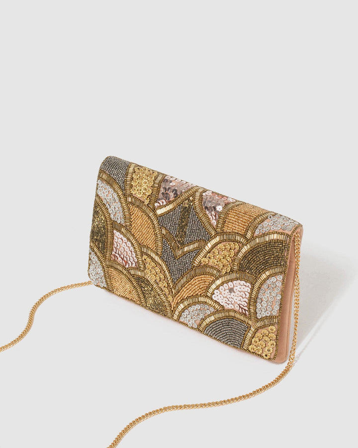 Colette by Colette Hayman Gold Claire Beaded Clutch Bag