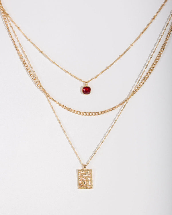 Colette by Colette Hayman Gold Crystal And Dragon Necklace Pack