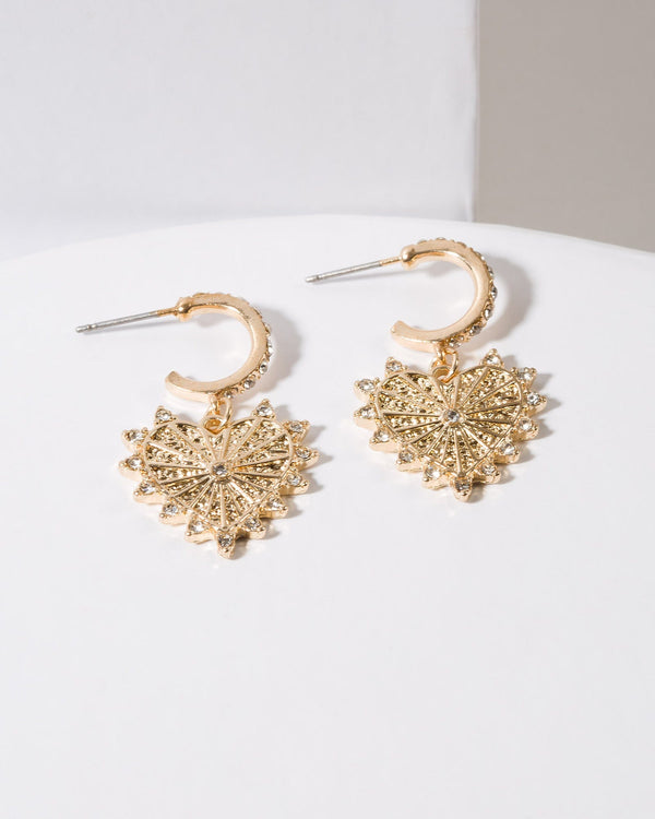 Colette by Colette Hayman Gold Crystal Around Heart Drop Earrings