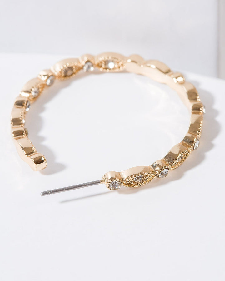 Colette by Colette Hayman Gold Crystal Big Hoop Earrings