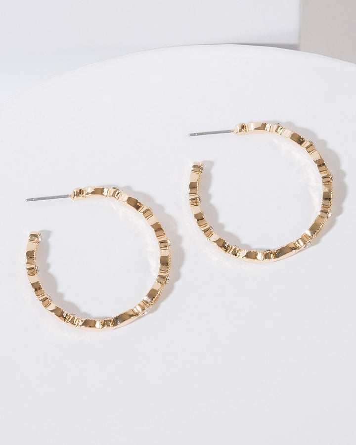 Colette by Colette Hayman Gold Crystal Big Hoop Earrings