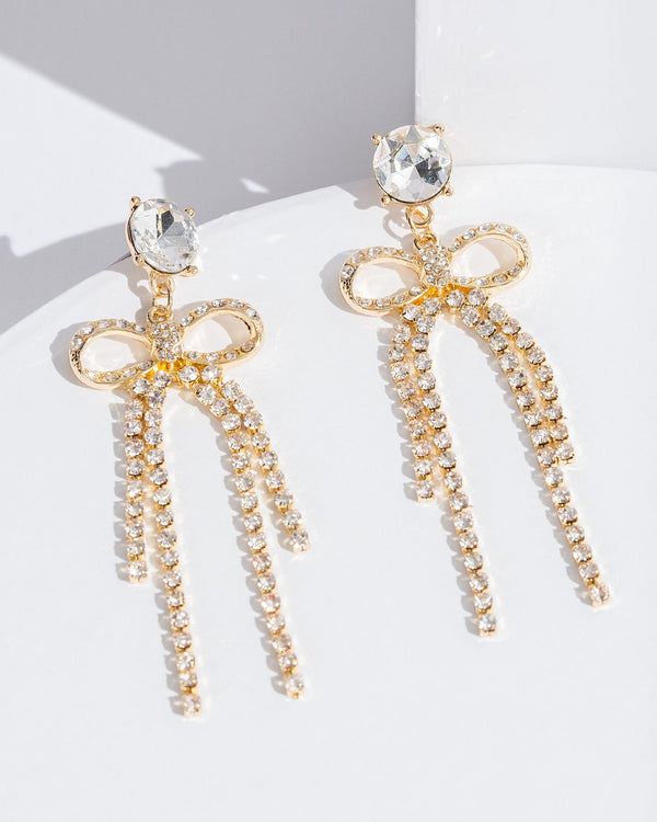Colette by Colette Hayman Gold Crystal Bow Detail Earrings