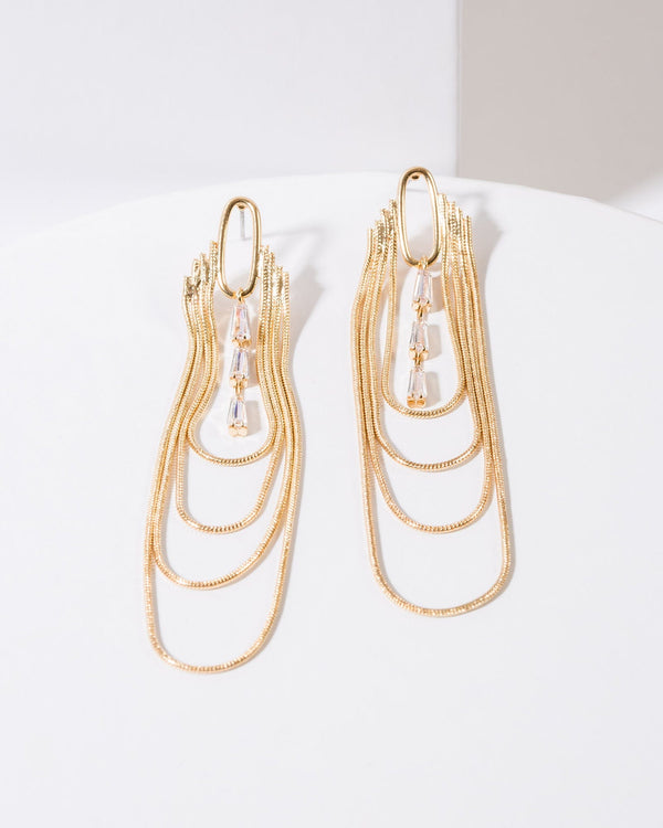 Colette by Colette Hayman Gold Crystal Chain Drop Earrings