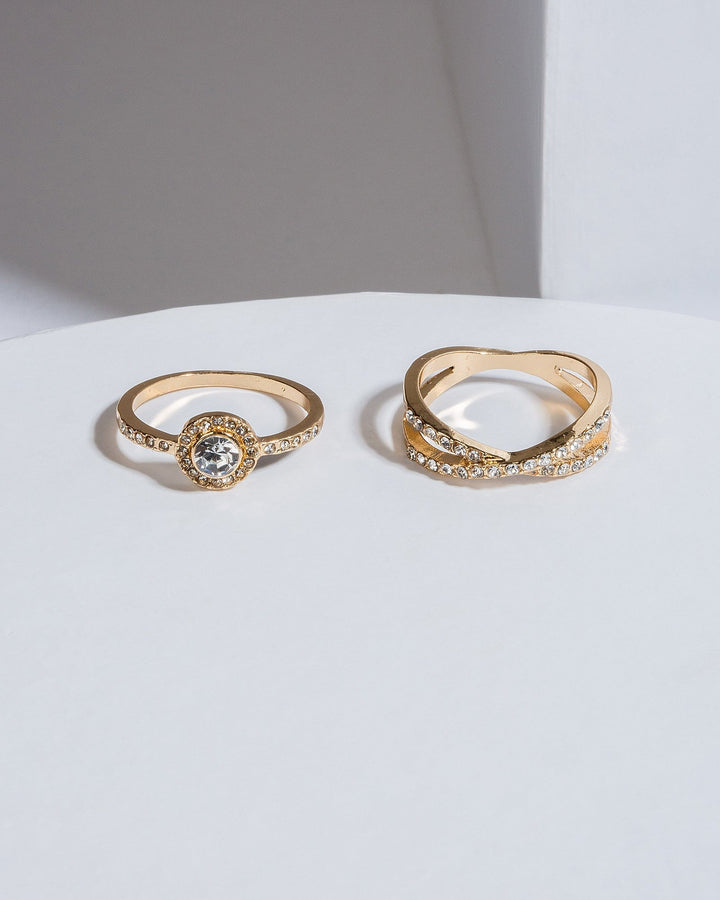 Colette by Colette Hayman Gold Crystal Crossover Ring Pack