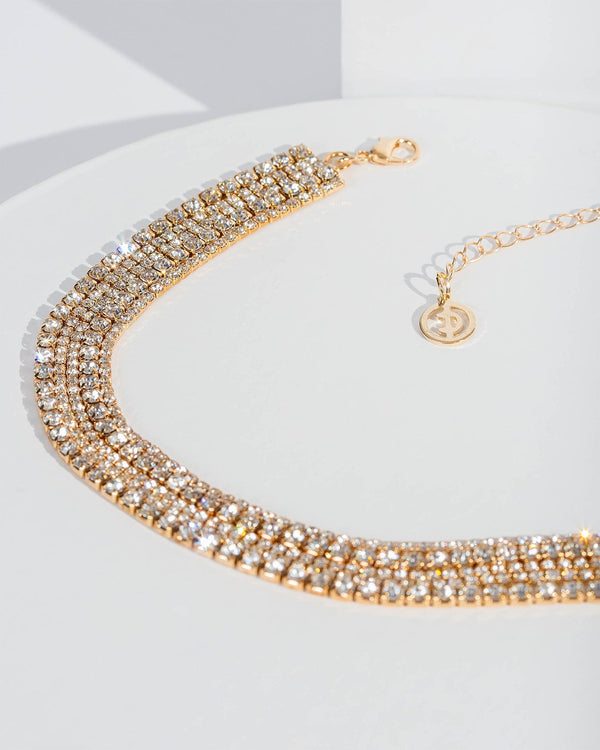 Colette by Colette Hayman Gold Crystal Layer Choker Necklace