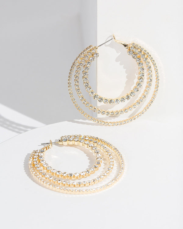 Colette by Colette Hayman Gold Crystal Loops Hoop Earrings
