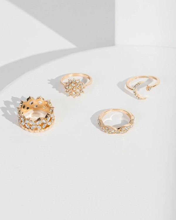 Colette by Colette Hayman Gold Crystal Moon Ring Pack