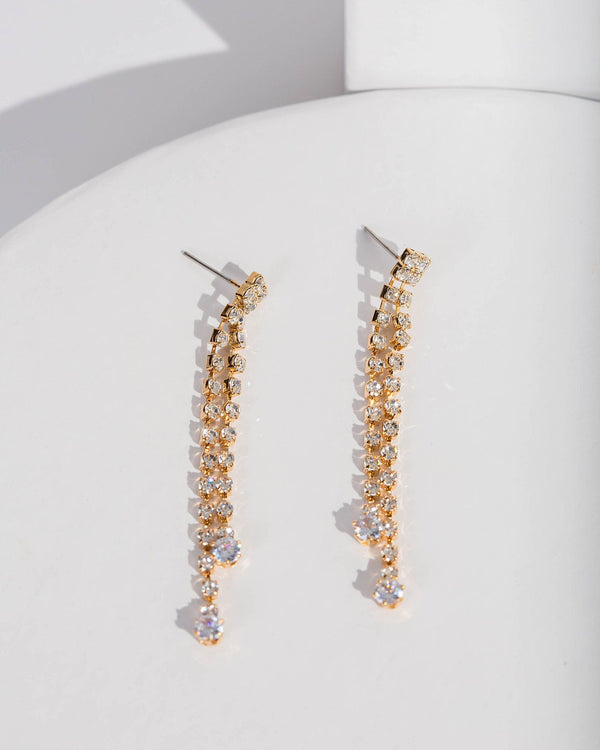 Colette by Colette Hayman Gold Crystal Post Drop Earrings