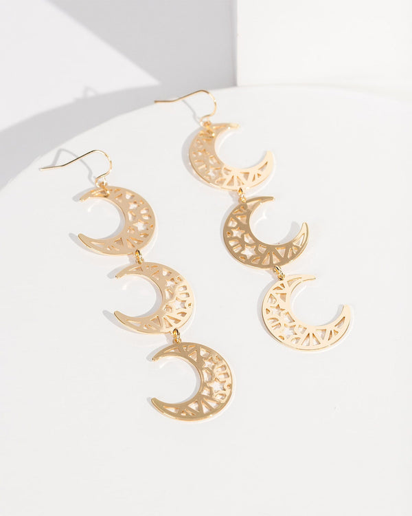 Colette by Colette Hayman Gold Cut Out Moon And Star Pieces Drop Earrings